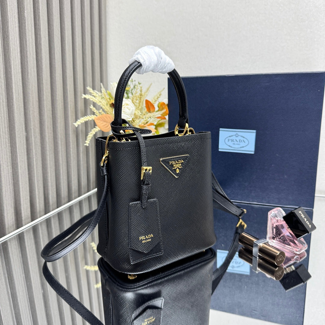 Prada 1BA217 Panier small Saffiano leather bag Black