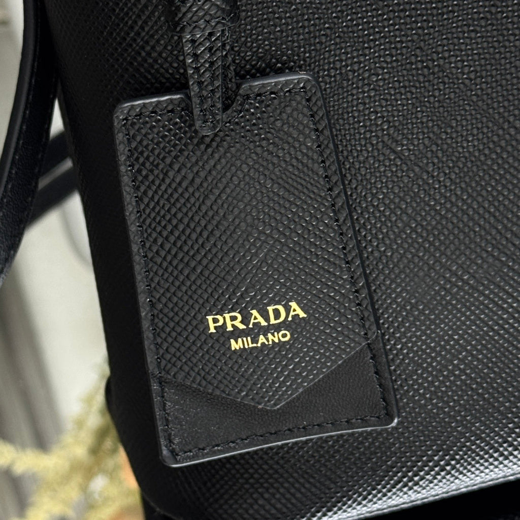 Prada 1BA217 Panier small Saffiano leather bag Black