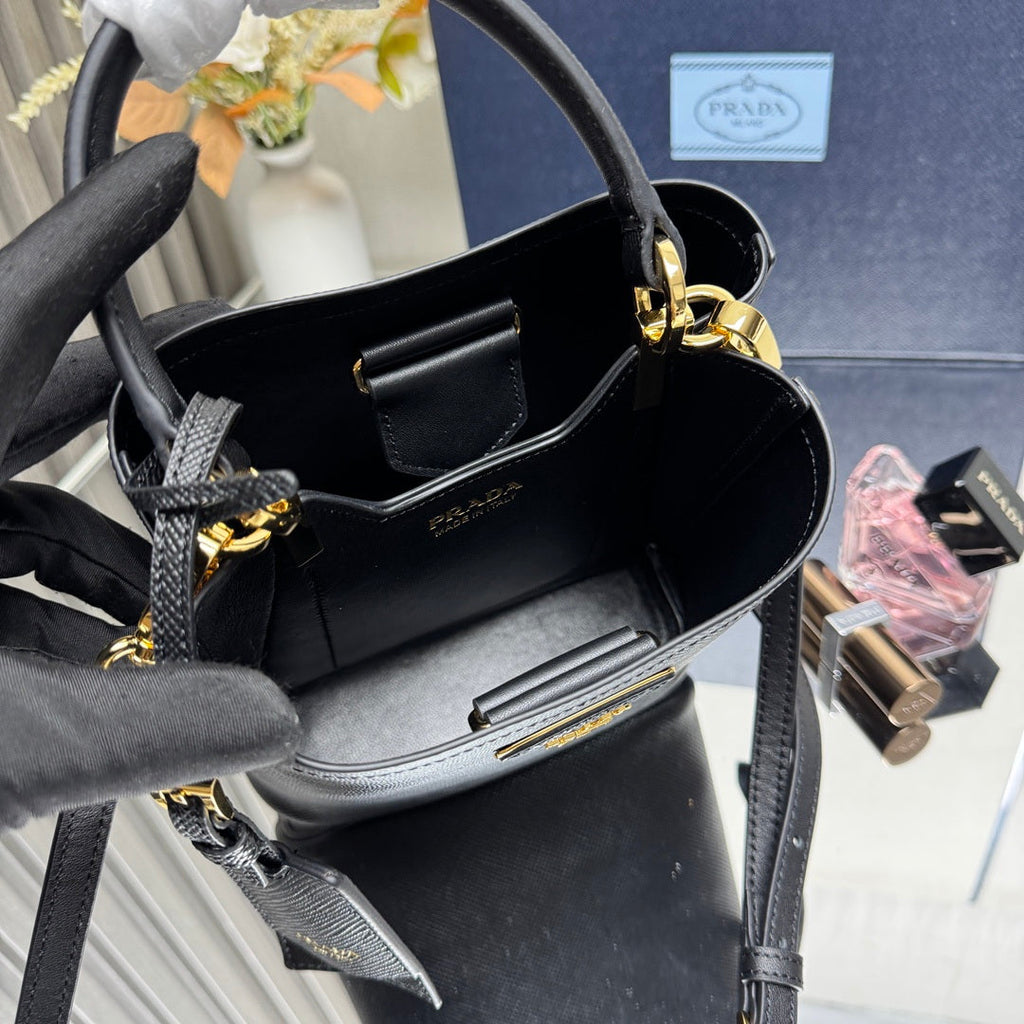 Prada 1BA217 Panier small Saffiano leather bag Black