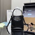 Prada 1BA217 Panier small Saffiano leather bag Black Hollow out