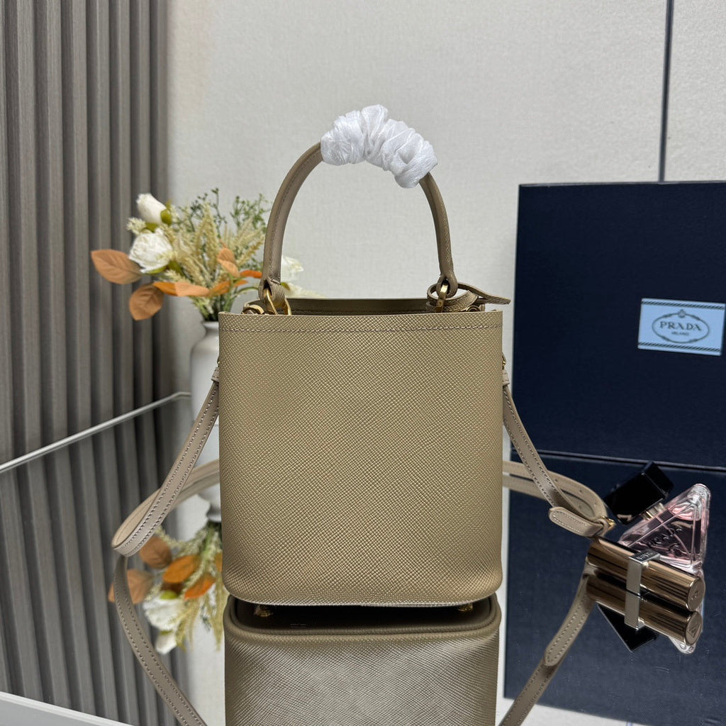 Prada 1BA217 Panier small Saffiano leather bag apricot