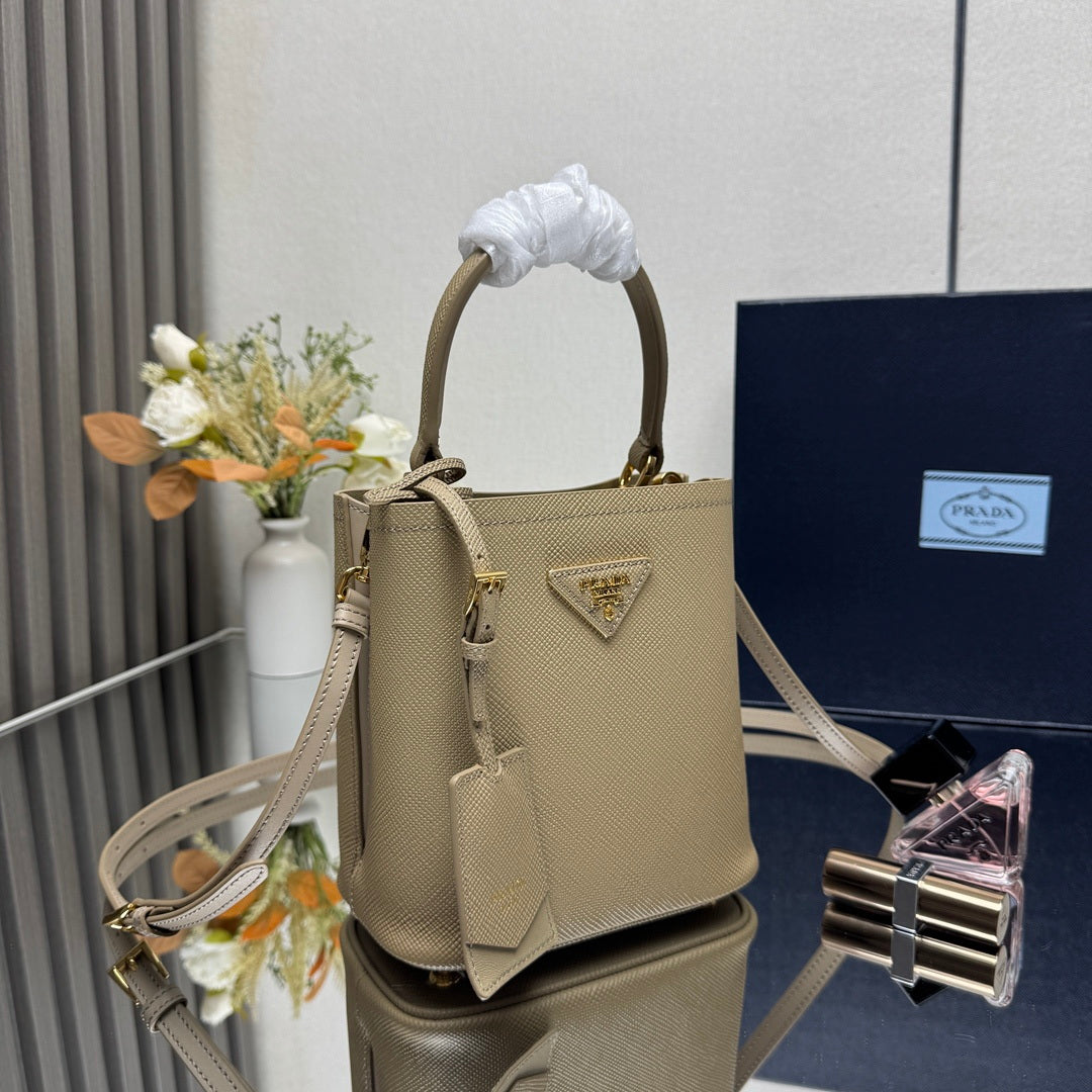 Prada 1BA217 Panier small Saffiano leather bag apricot