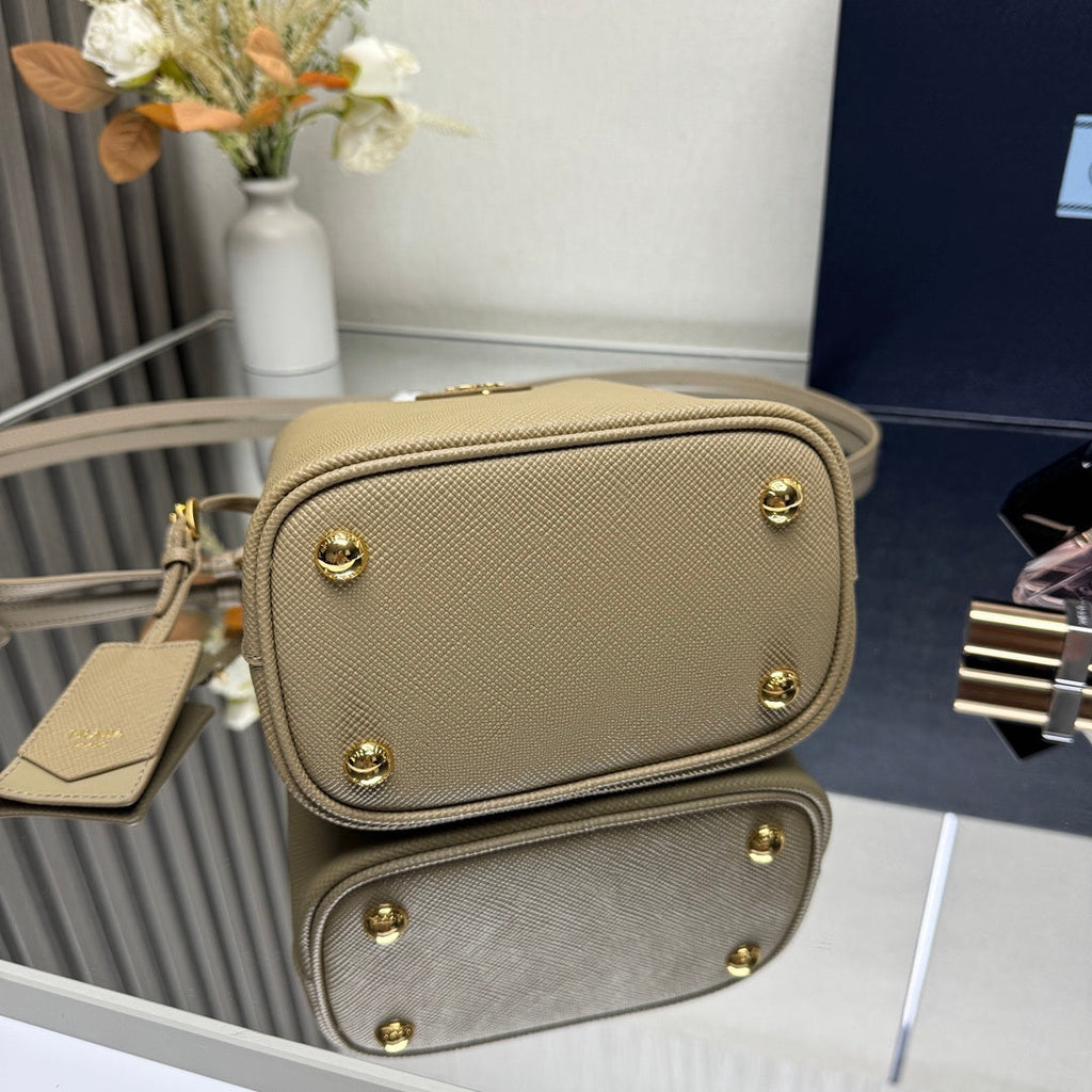 Prada 1BA217 Panier small Saffiano leather bag apricot