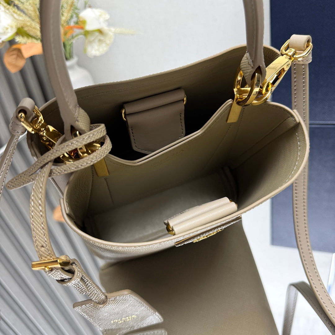 Prada 1BA217 Panier small Saffiano leather bag apricot