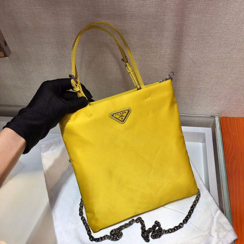 Prada 1BA252 Nylon Handbag Yellow