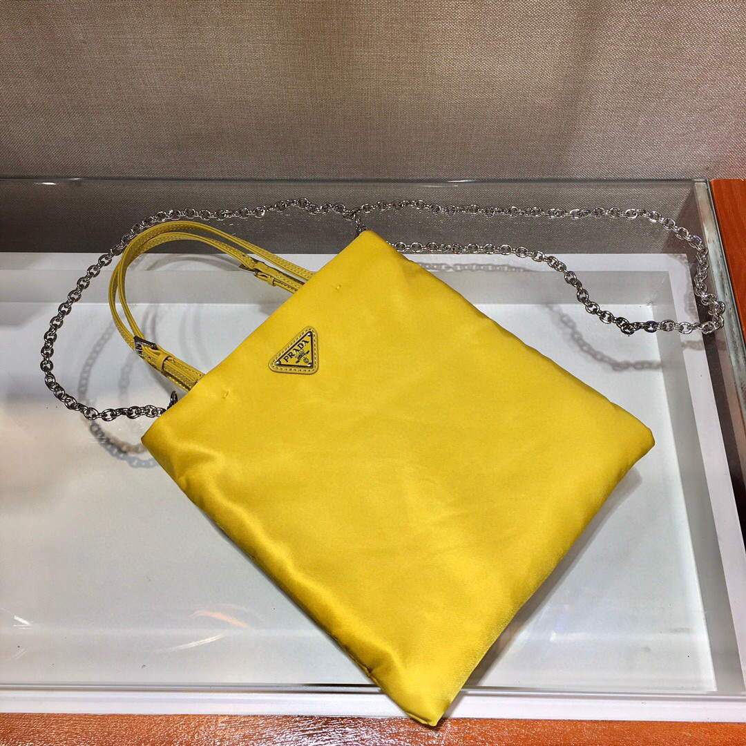 Prada 1BA252 Nylon Handbag Yellow