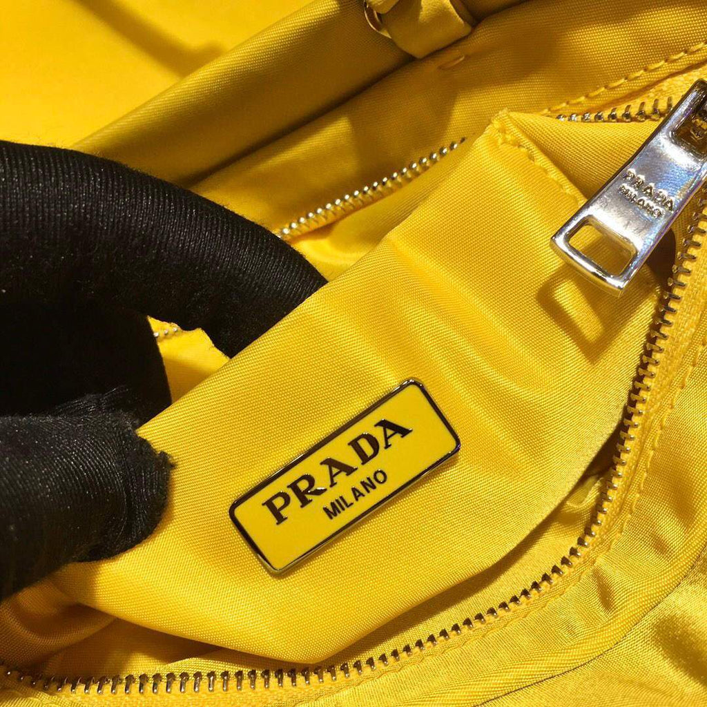 Prada 1BA252 Nylon Handbag Yellow