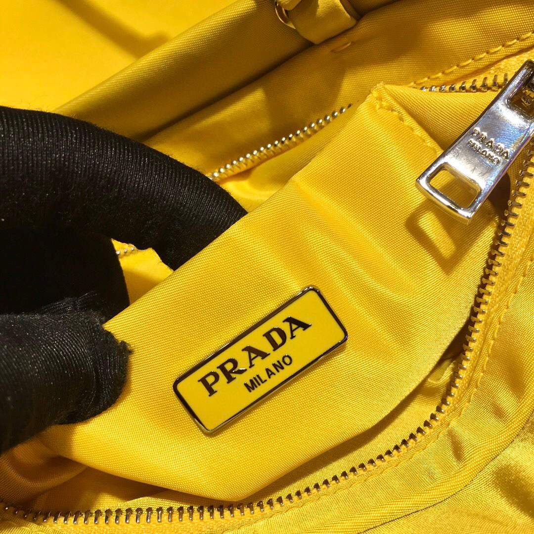 Prada 1BA252 Nylon Handbag Yellow