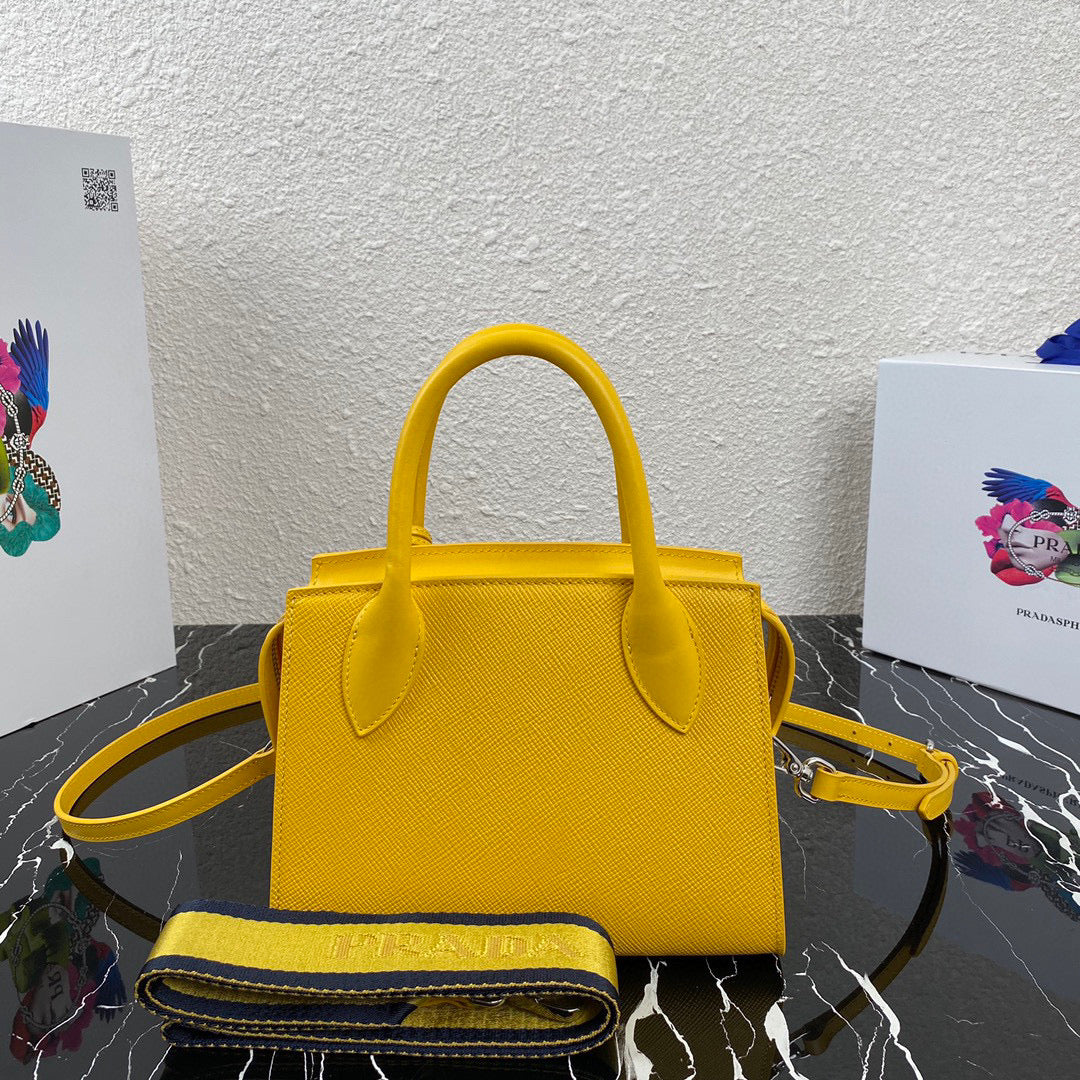 Prada 1BA269 Saffiano Leather Prada Monochrome Bag Yellow - Default Title - View 2