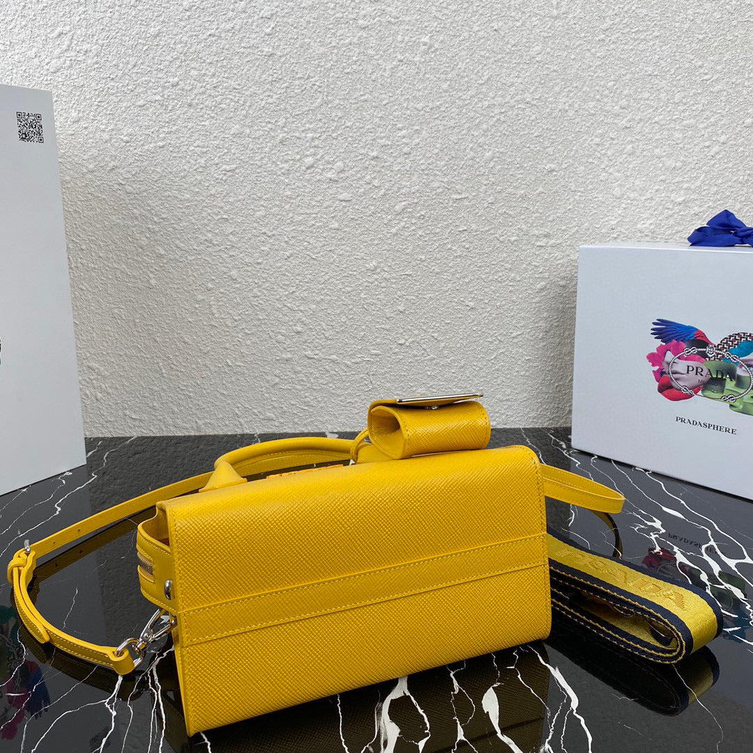 Prada 1BA269 Saffiano Leather Prada Monochrome Bag Yellow - Default Title - View 4