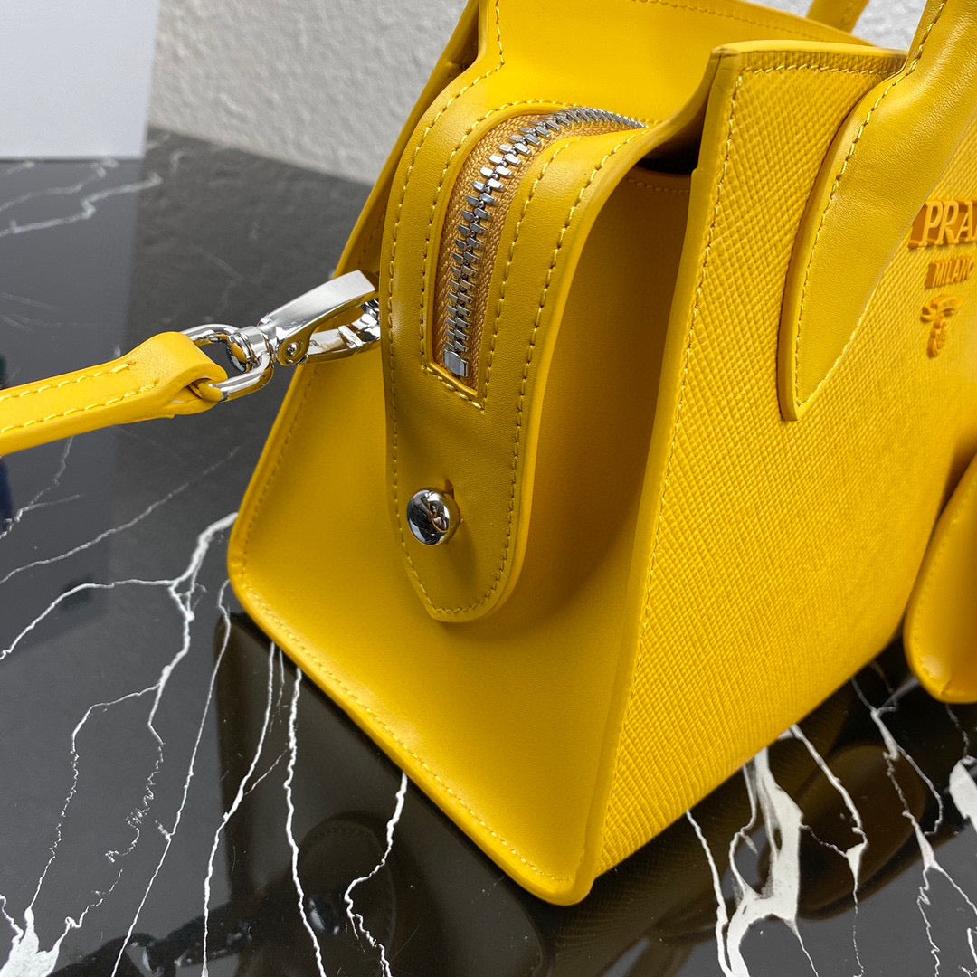 Prada 1BA269 Saffiano Leather Prada Monochrome Bag Yellow - Default Title - View 5