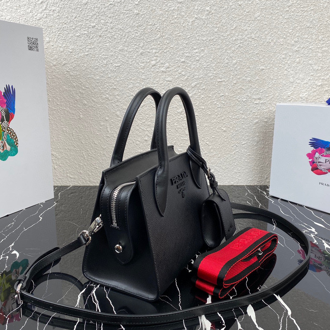 Prada 1BA269 Saffiano Leather Prada Monochrome Bag Black - Default Title - View 3