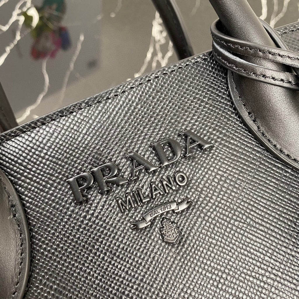 Prada 1BA269 Saffiano Leather Prada Monochrome Bag Black