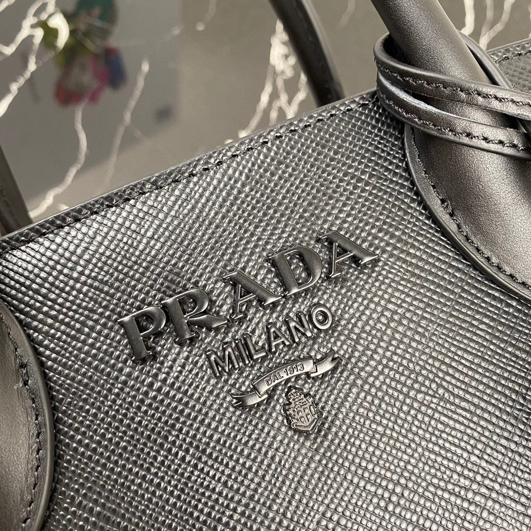 Prada 1BA269 Saffiano Leather Prada Monochrome Bag Black