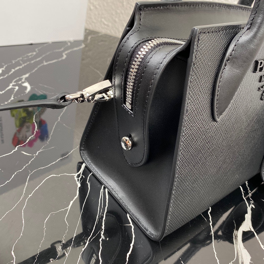 Prada 1BA269 Saffiano Leather Prada Monochrome Bag Black - Default Title - View 6