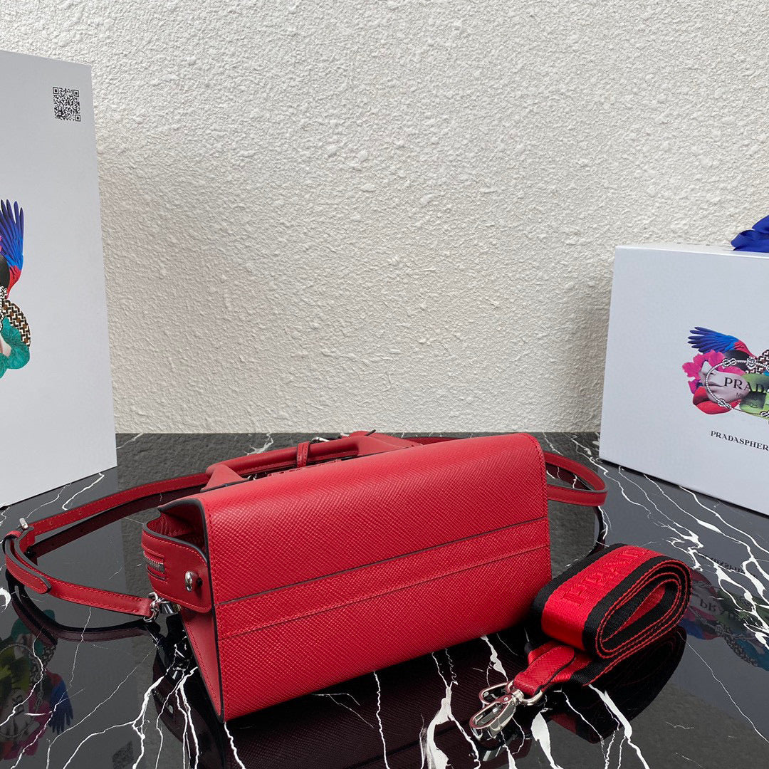 Prada 1BA269 Saffiano Leather Prada Monochrome Bag Red