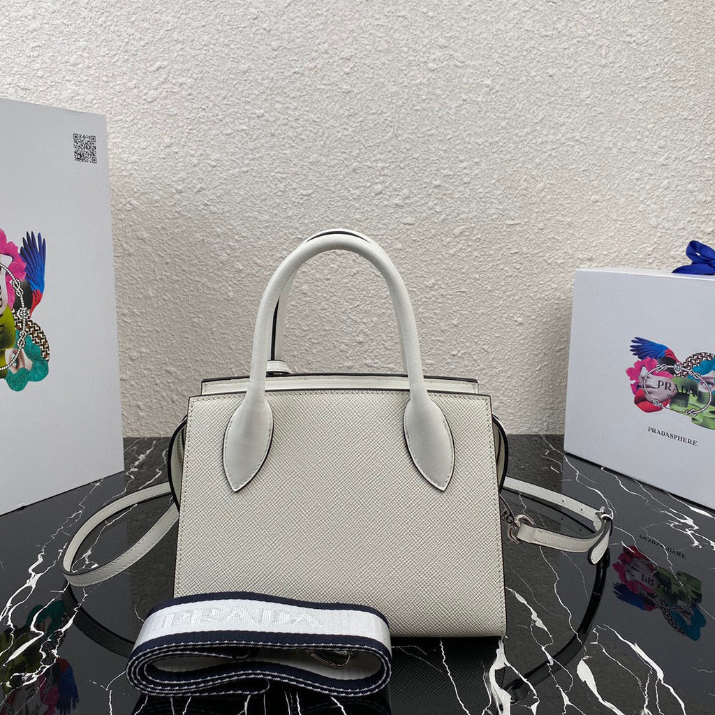 Prada 1BA269 Saffiano Leather Prada Monochrome Bag White