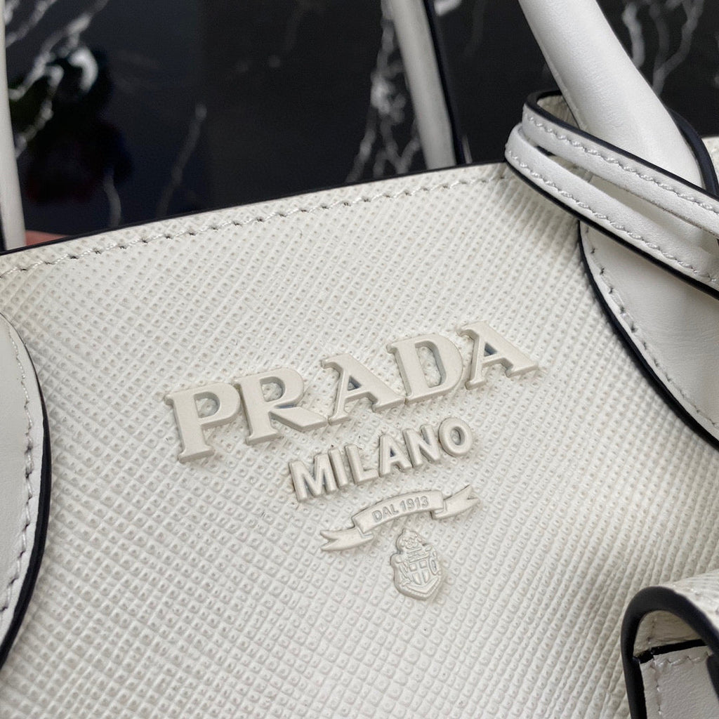 Prada 1BA269 Saffiano Leather Prada Monochrome Bag White