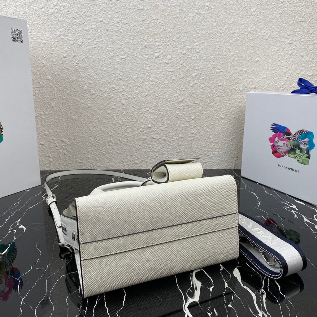 Prada 1BA269 Saffiano Leather Prada Monochrome Bag White