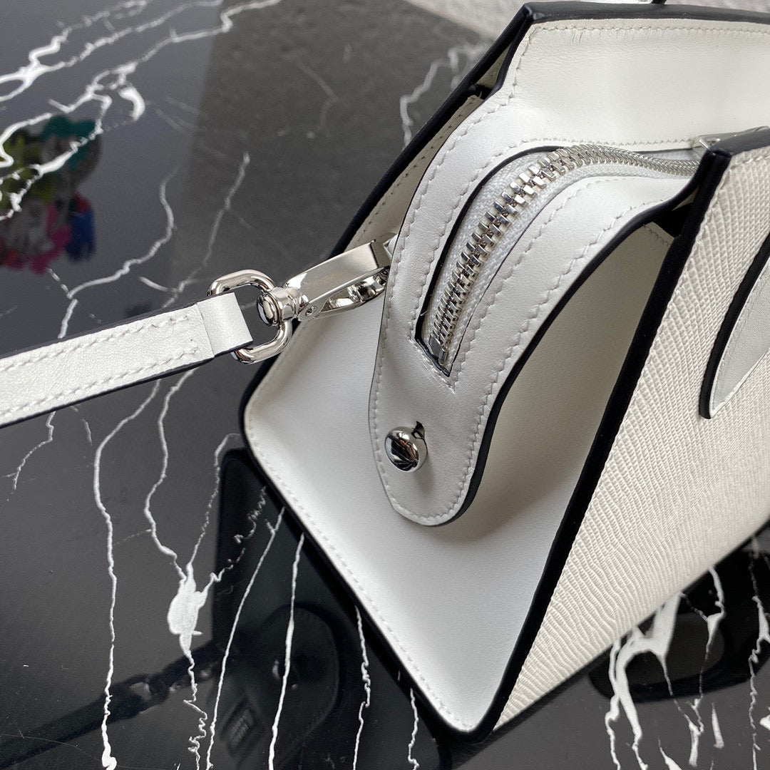 Prada 1BA269 Saffiano Leather Prada Monochrome Bag White - Default Title - View 6