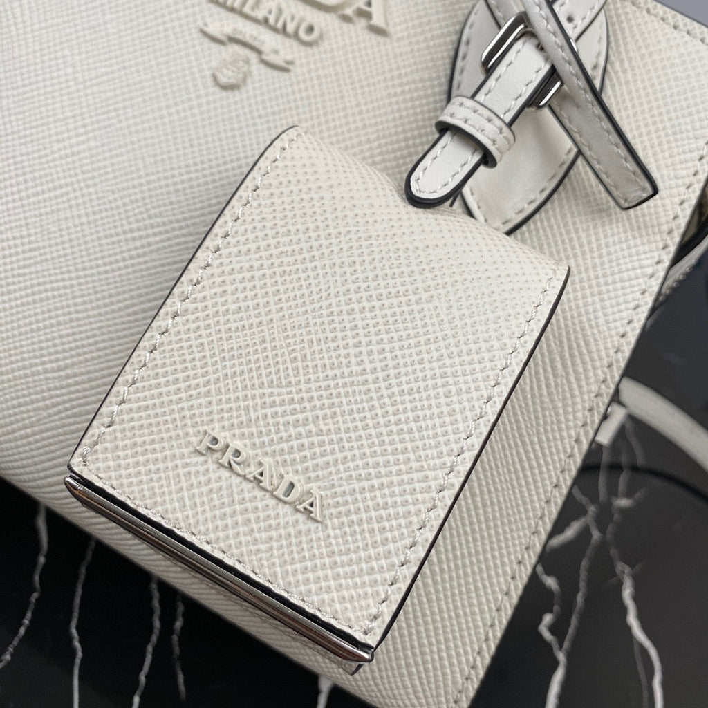Prada 1BA269 Saffiano Leather Prada Monochrome Bag White