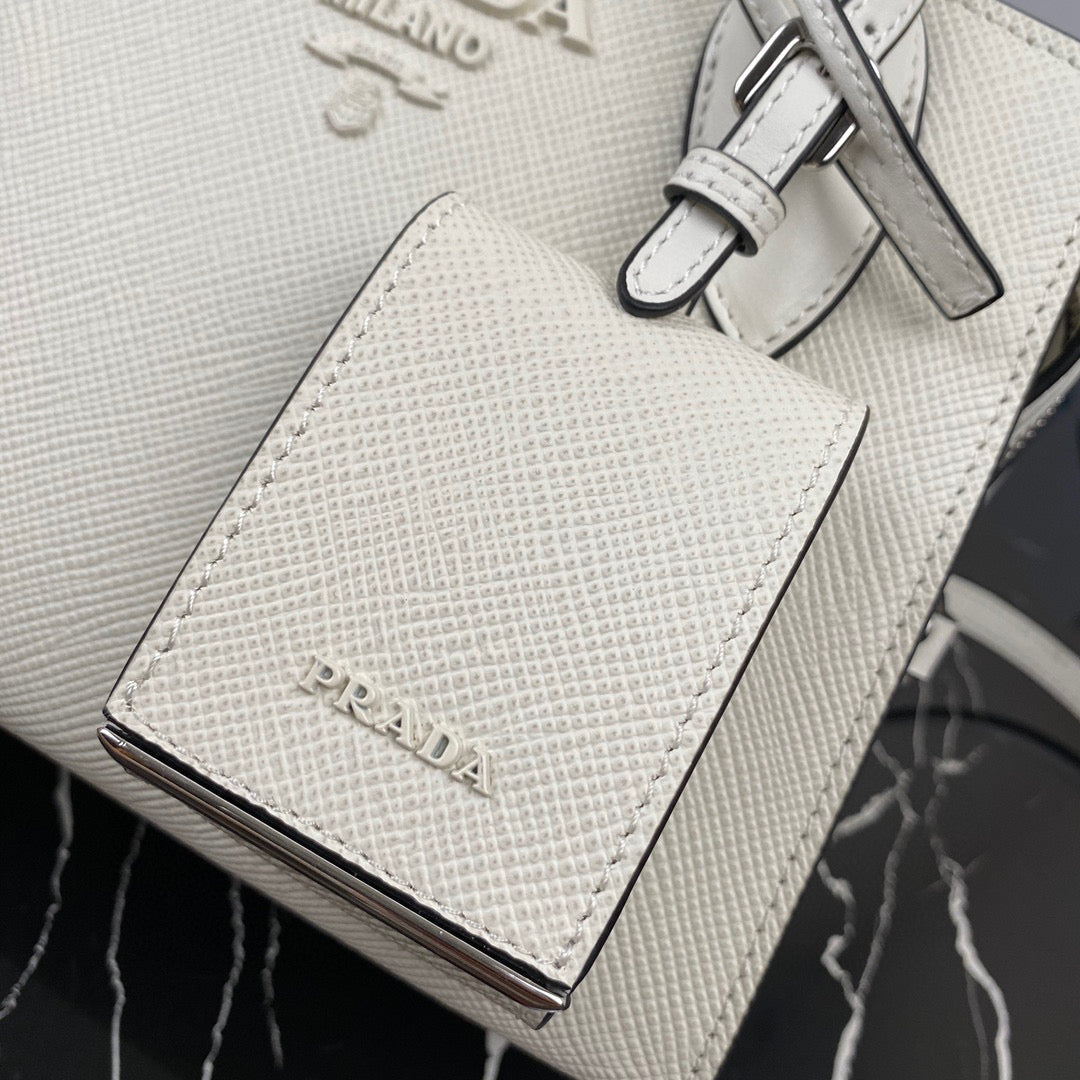 Prada 1BA269 Saffiano Leather Prada Monochrome Bag White - Default Title - View 7