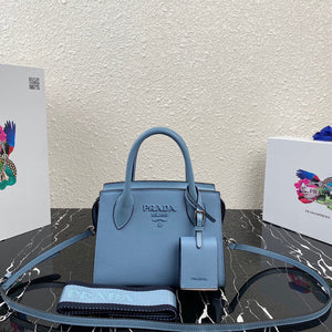 Prada 1BA269 Saffiano Leather Prada Monochrome Bag Blue - Default Title - View 1