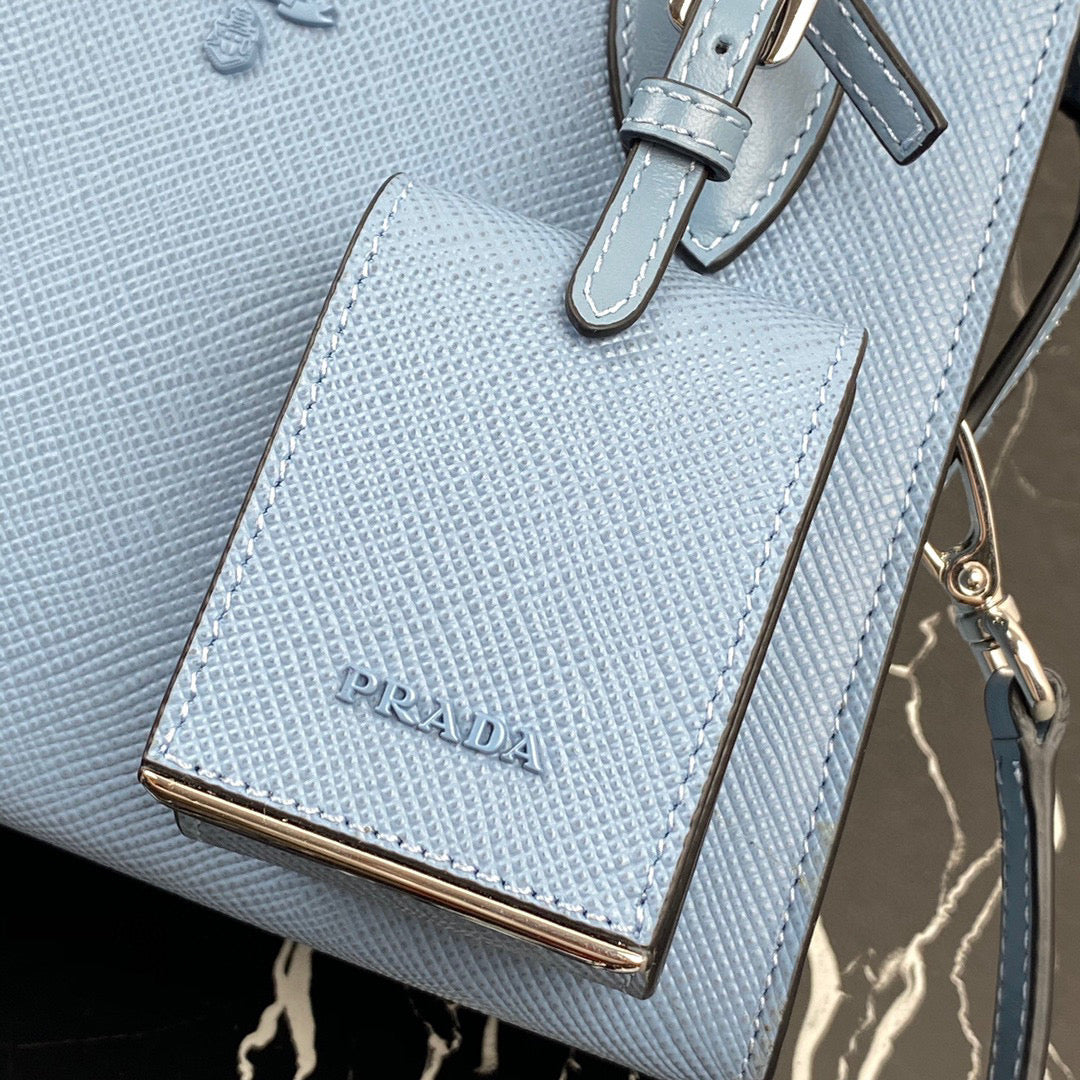 Prada 1BA269 Saffiano Leather Prada Monochrome Bag Blue