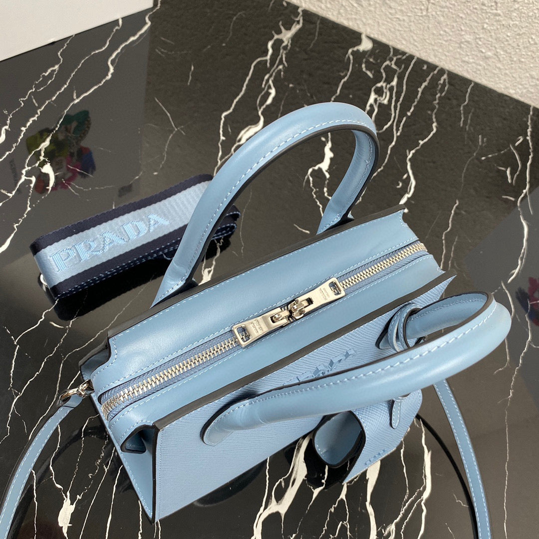 Prada 1BA269 Saffiano Leather Prada Monochrome Bag Blue