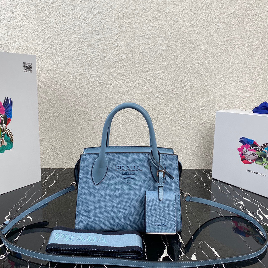 Prada 1BA269 Small Prada Kristen Saffiano bag Blue - Default Title - View 1