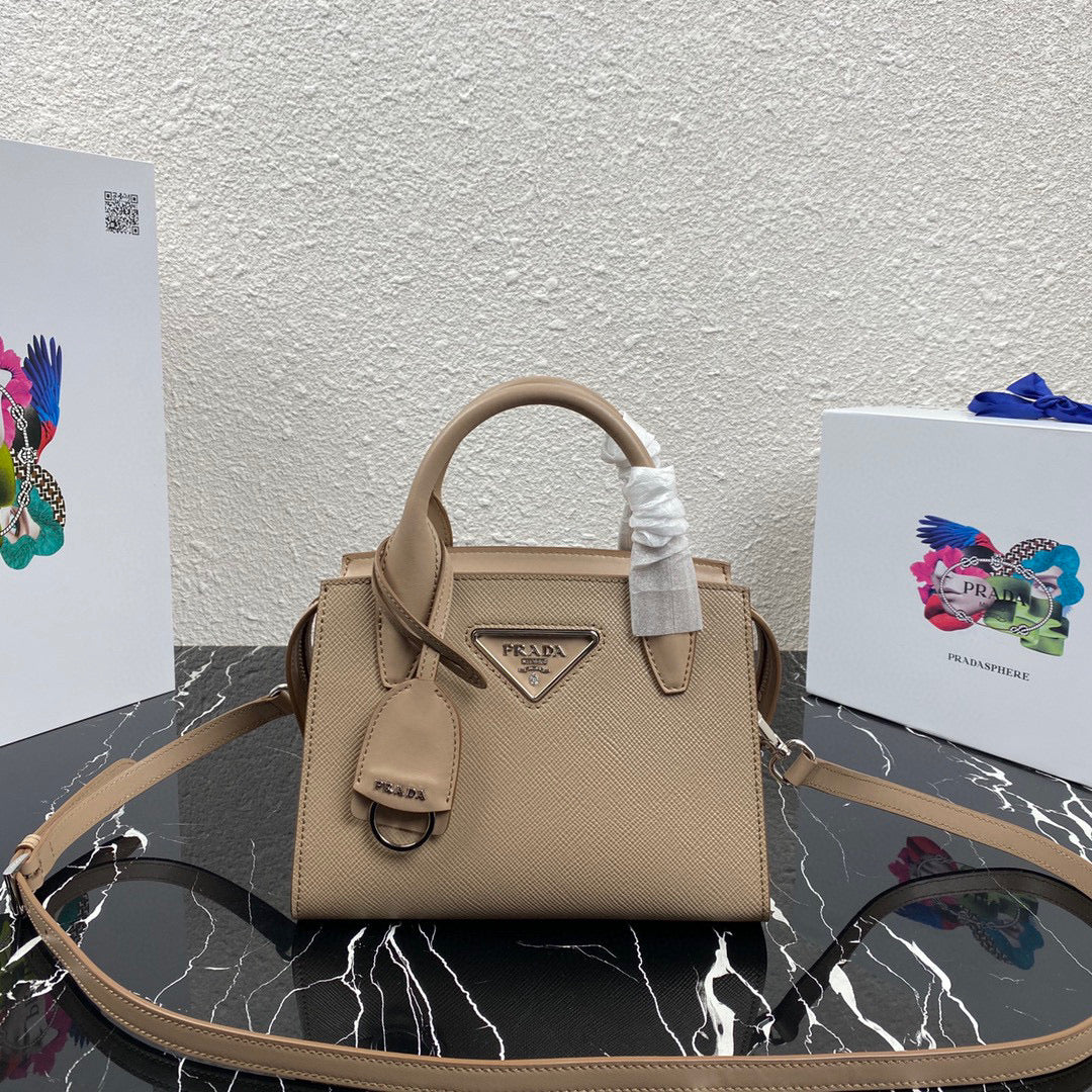 Prada 1BA269 Small Prada Kristen Saffiano bag Gray