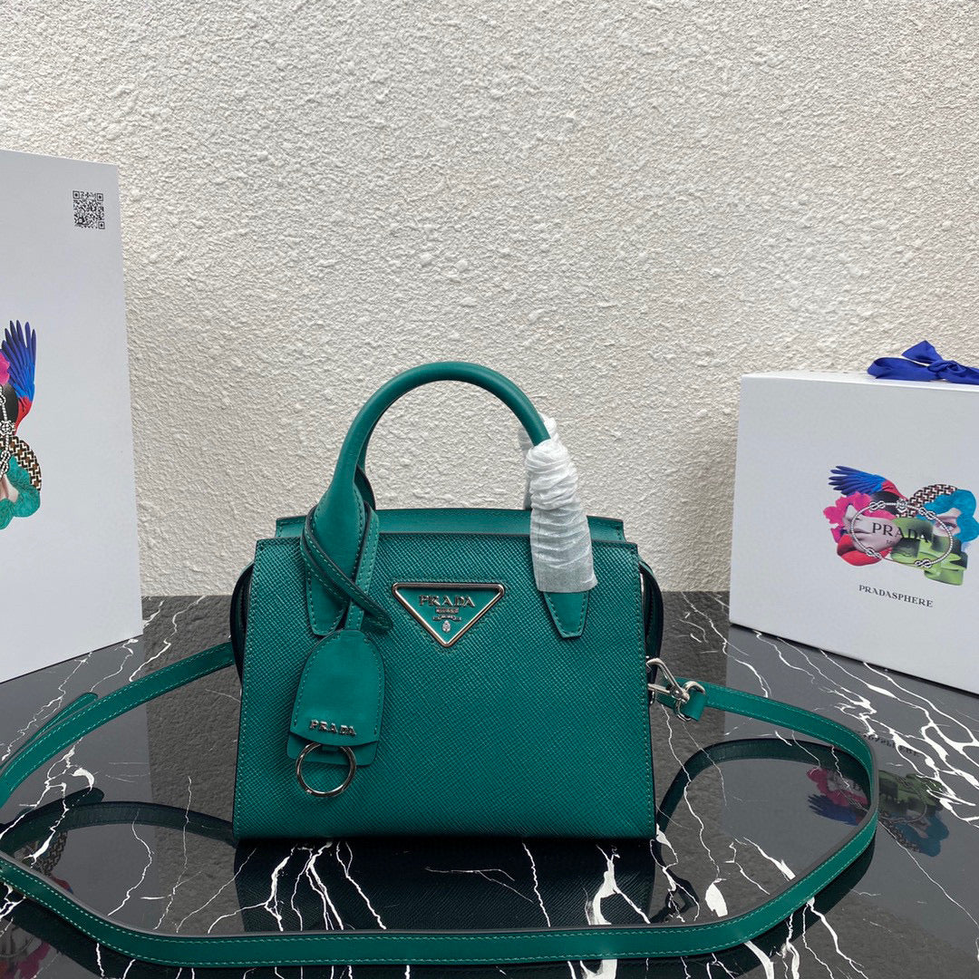Prada 1BA269 Small Prada Kristen Saffiano bag Green - Default Title - View 1