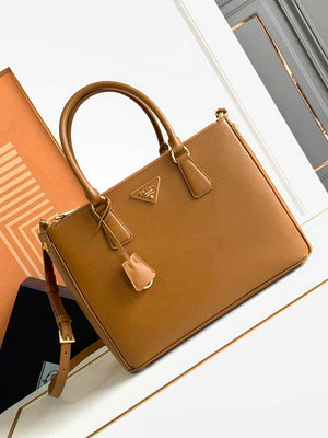 Prada 1BA274 Large Prada Galleria Saffiano leather bag Gold Brown - Default Title - View 1