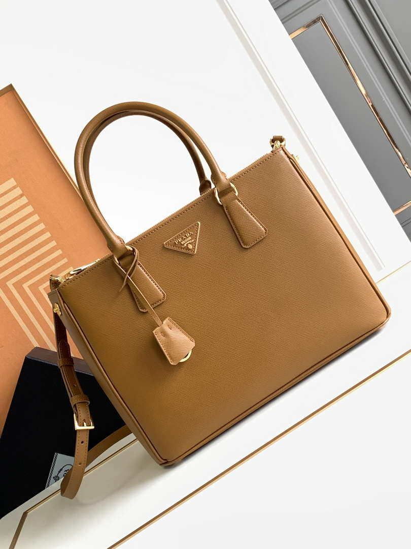 Prada 1BA274 Large Prada Galleria Saffiano leather bag Gold Brown