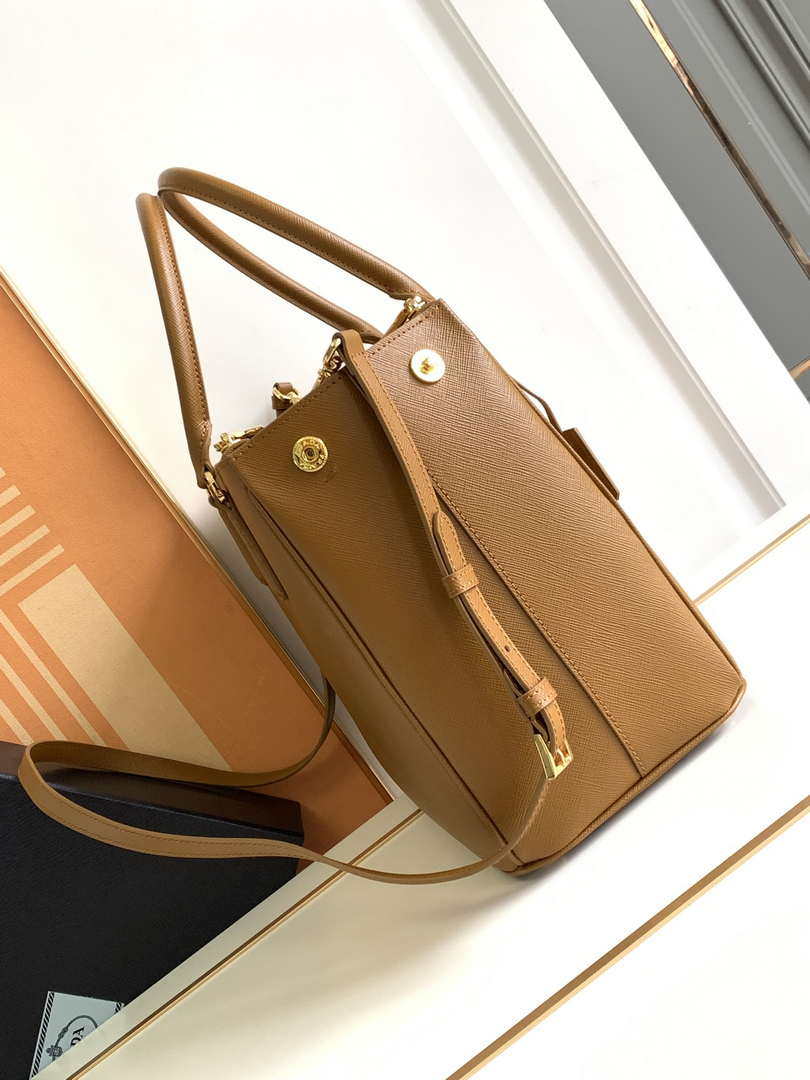 Prada 1BA274 Large Prada Galleria Saffiano leather bag Gold Brown