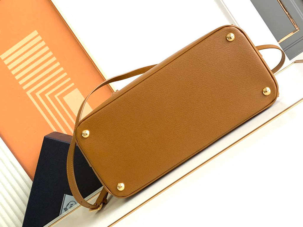 Prada 1BA274 Large Prada Galleria Saffiano leather bag Gold Brown
