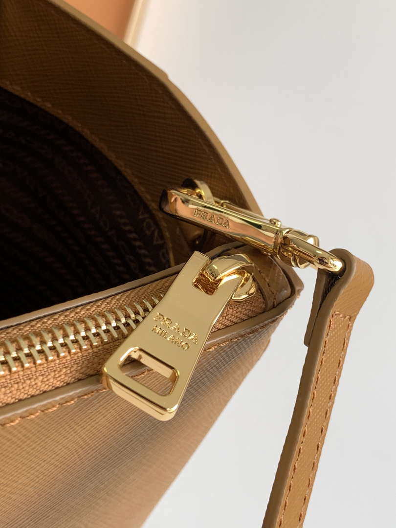 Prada 1BA274 Large Prada Galleria Saffiano leather bag Gold Brown