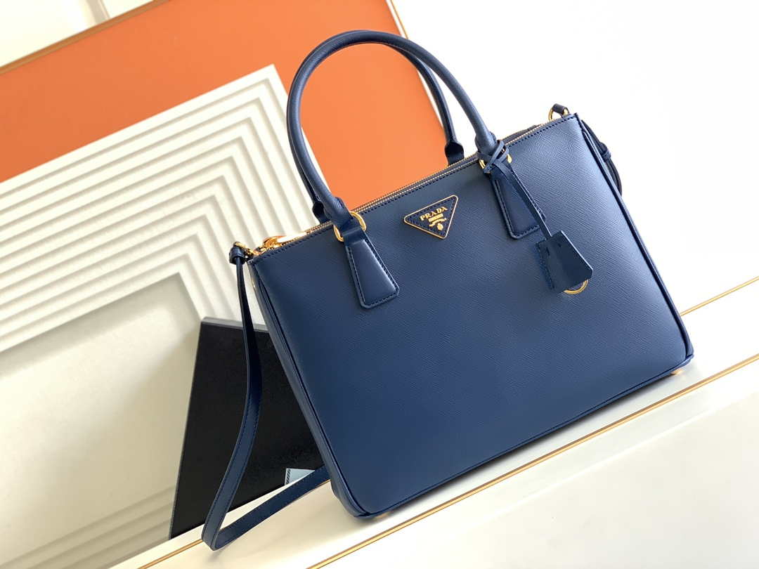 Prada 1BA274 Large Prada Galleria Saffiano leather bag Blue
