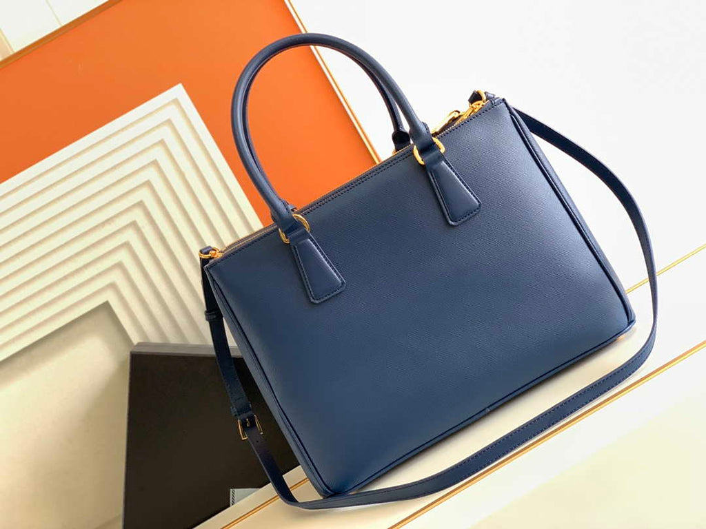 Prada 1BA274 Large Prada Galleria Saffiano leather bag Blue