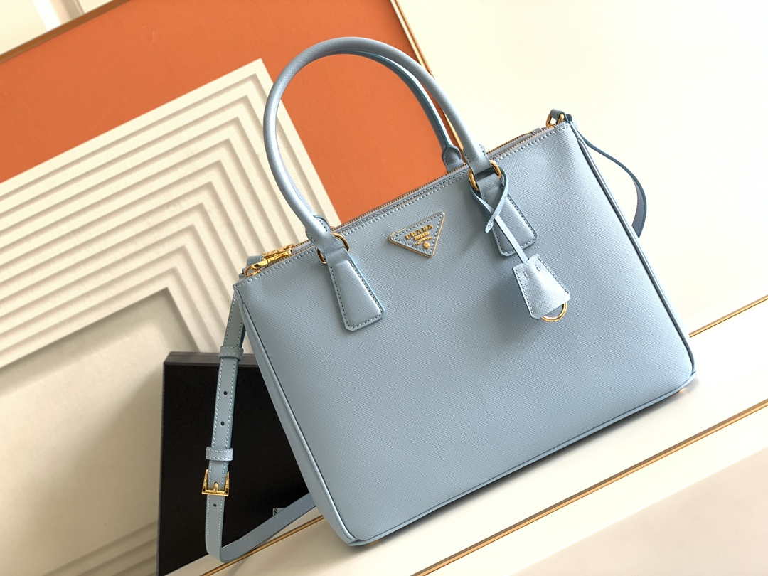 Prada 1BA274 Large Prada Galleria Saffiano leather bag Light Blue