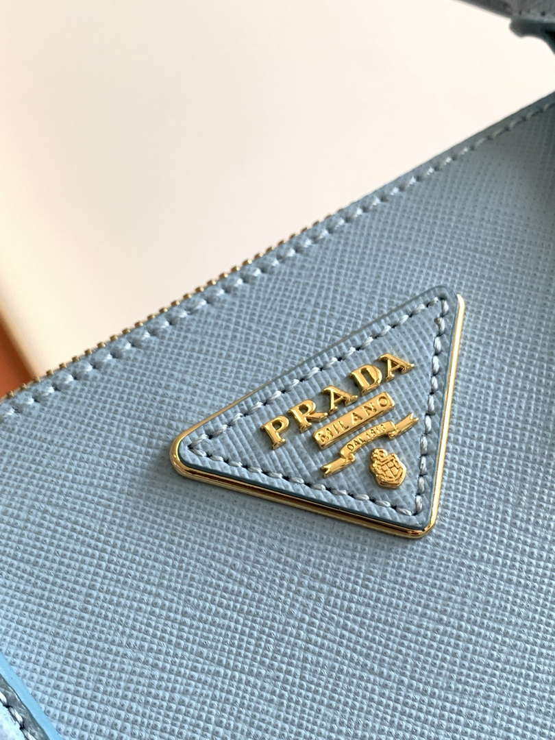 Prada 1BA274 Large Prada Galleria Saffiano leather bag Light Blue