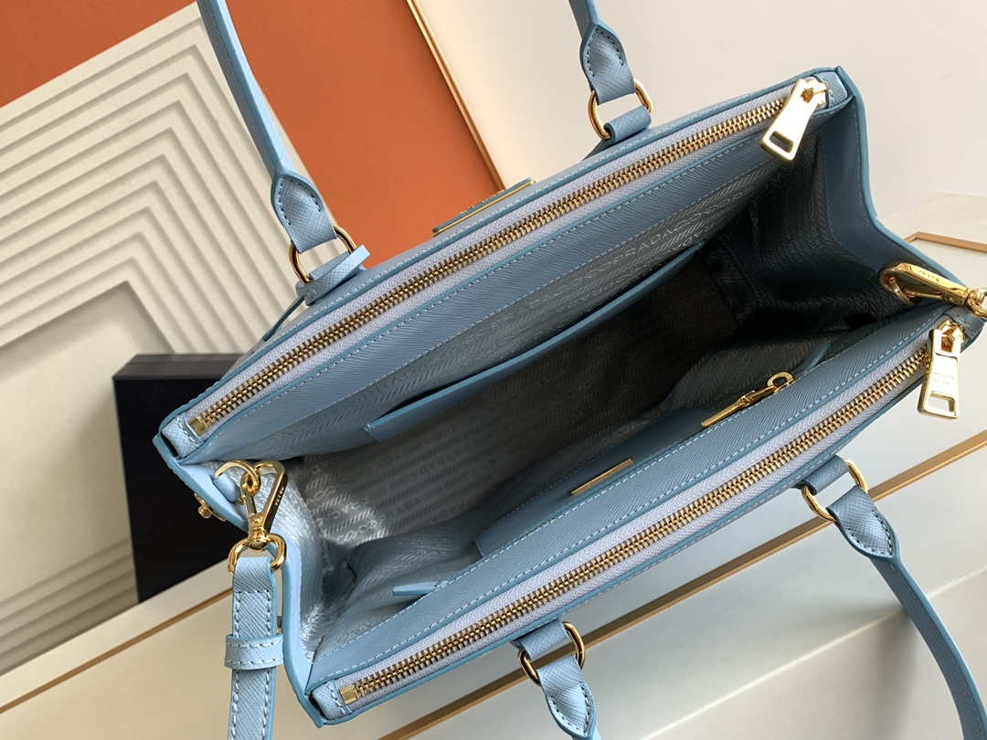 Prada 1BA274 Large Prada Galleria Saffiano leather bag Light Blue