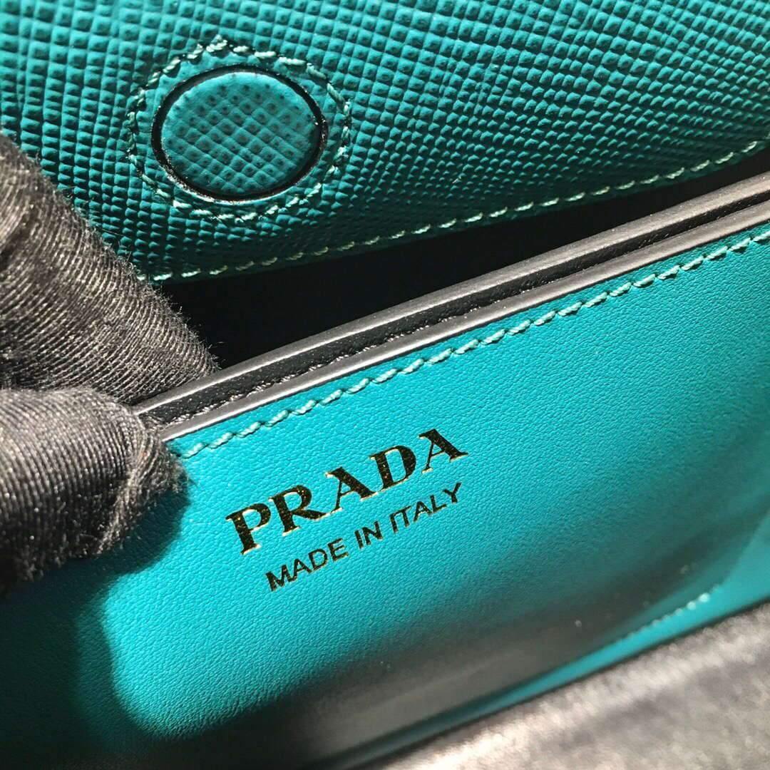 Prada 1BA282 Medium Saffiano Leather Prada Matinee Bag Blue - luxibagsmall