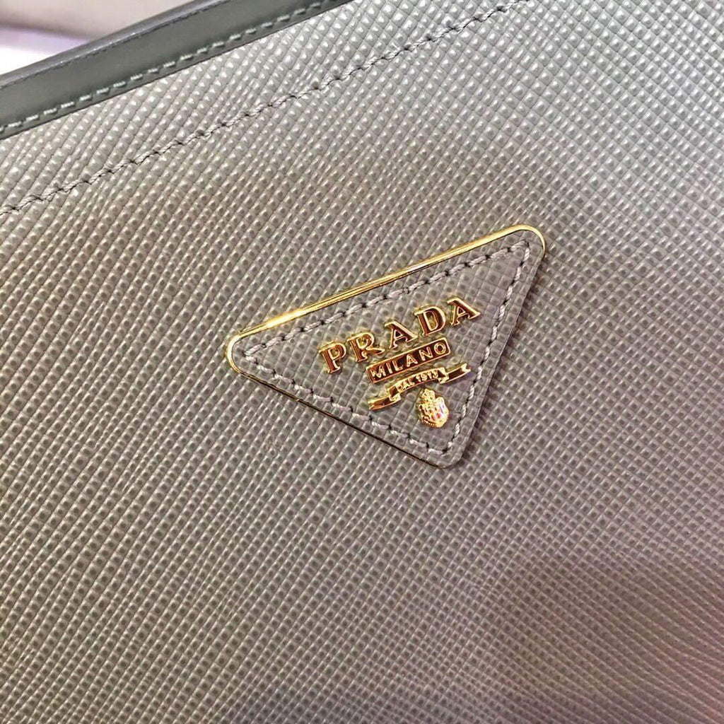Prada 1BA282 Medium Saffiano Leather Prada Matinee Bag Gray - luxibagsmall
