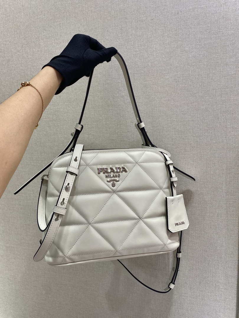 Prada 1BA311 Spectrum Small Leather Top Handle Bag White - Default Title - View 1