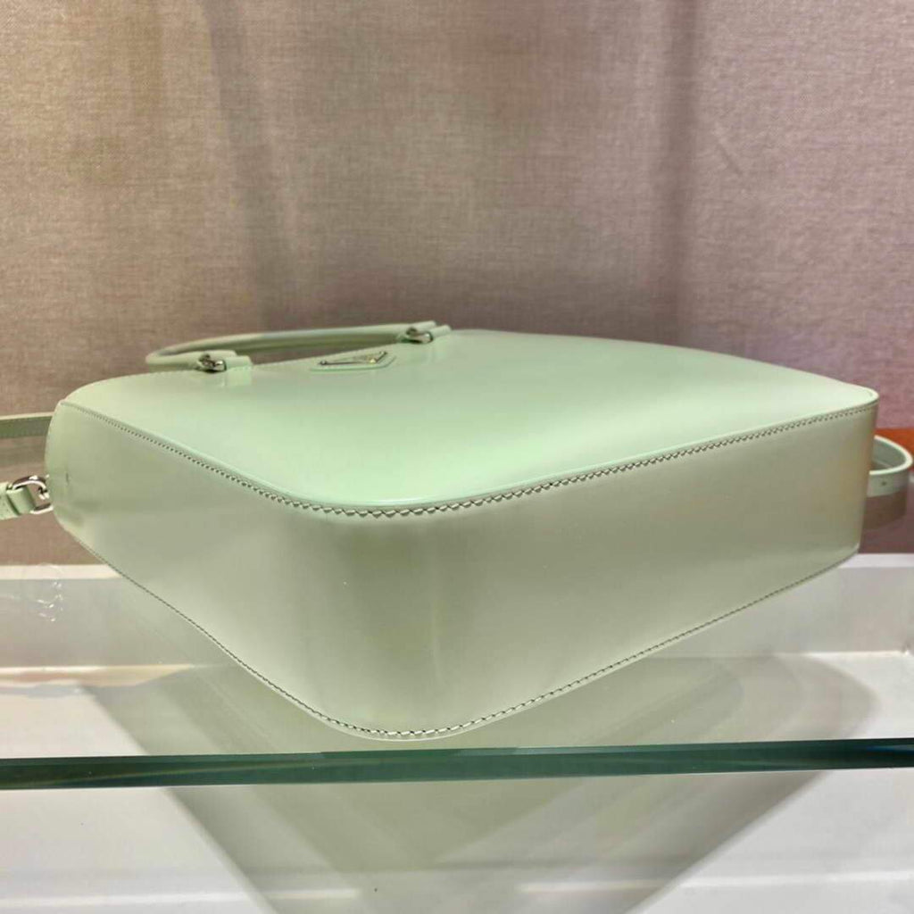 Prada 1BA330 Brushed Leather Tote Bag Light Green