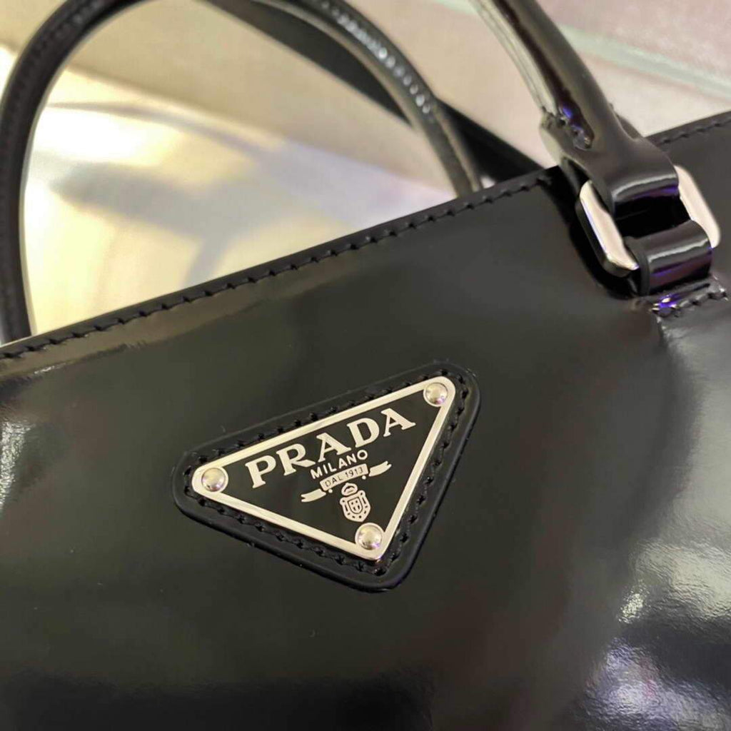 Prada 1BA330 Brushed Leather Tote Bag Black