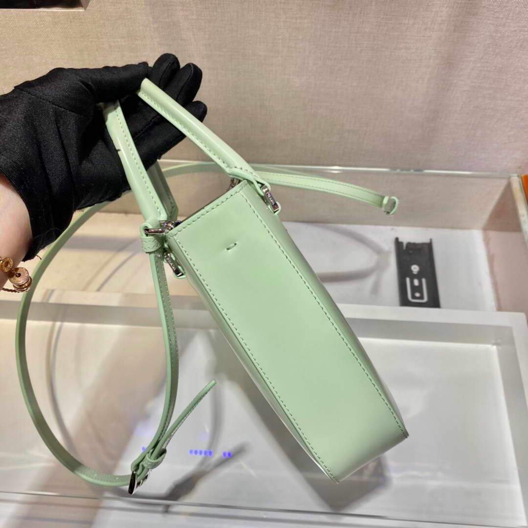 Prada 1BA331 Small Brushed Leather Tote Light Green