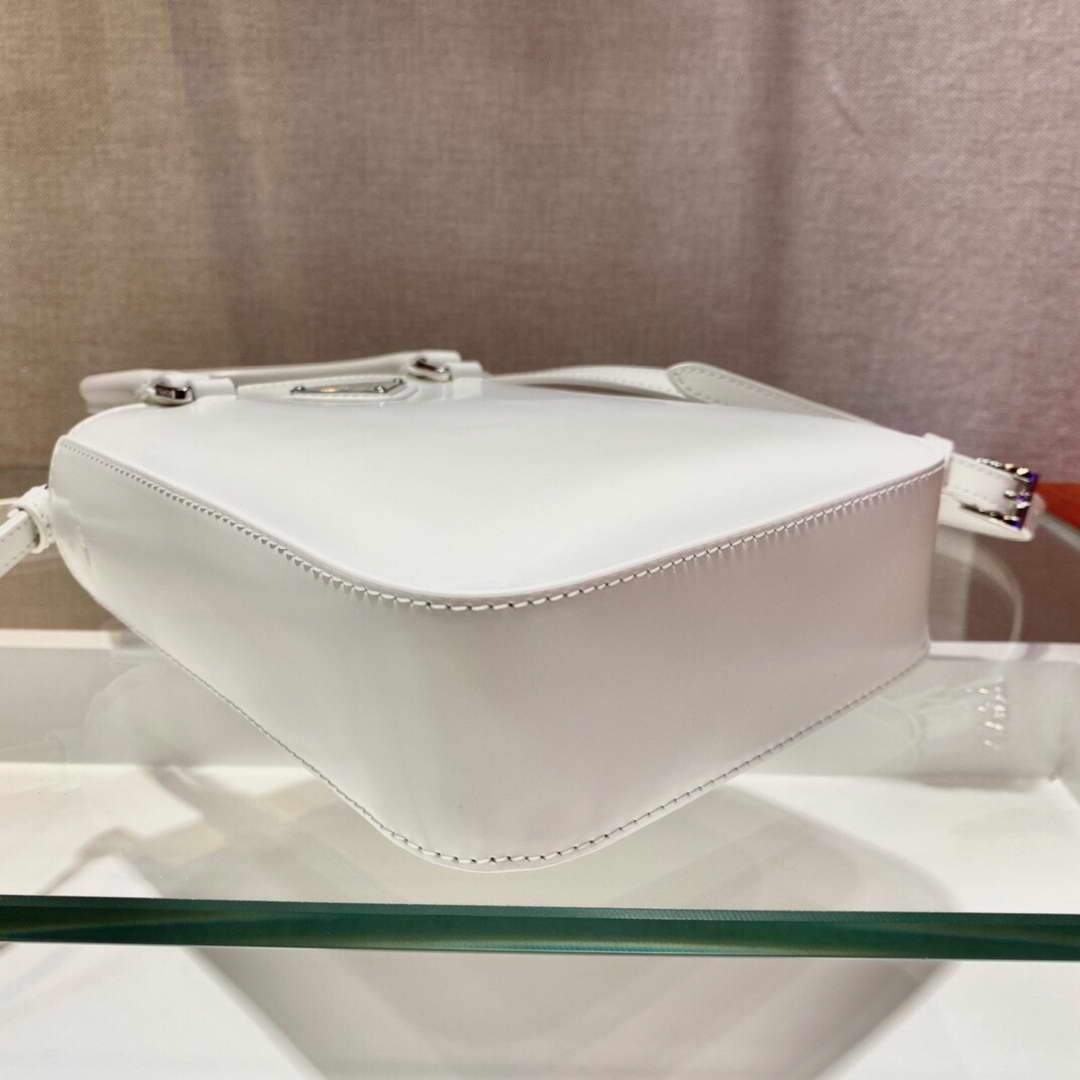 Prada 1BA331 Small Brushed Leather Tote White