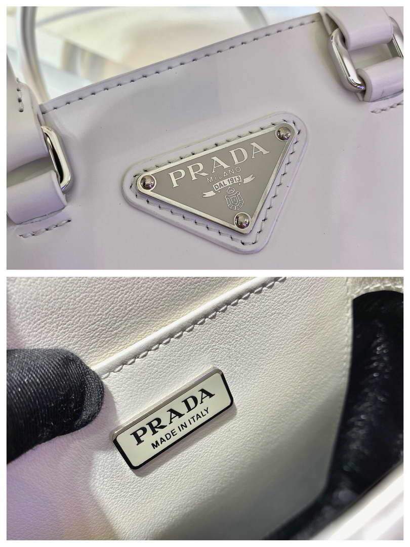 Prada 1BA331 Small Brushed Leather Tote White